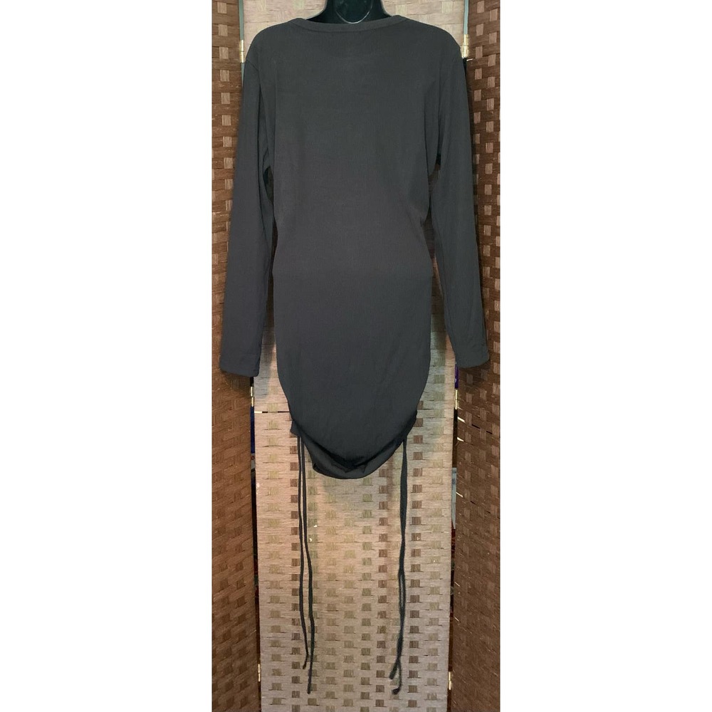 Draw String Ruching Bodycon Dress- Size Large - Picture 4 of 5